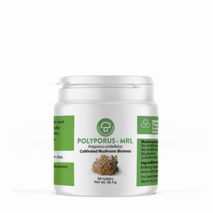 A supplement container of Polyporus-MRL ™ 90T by Mycology Research Laboratories