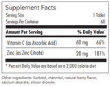 Text with ingredients including Vitamin C and ZInc citrate