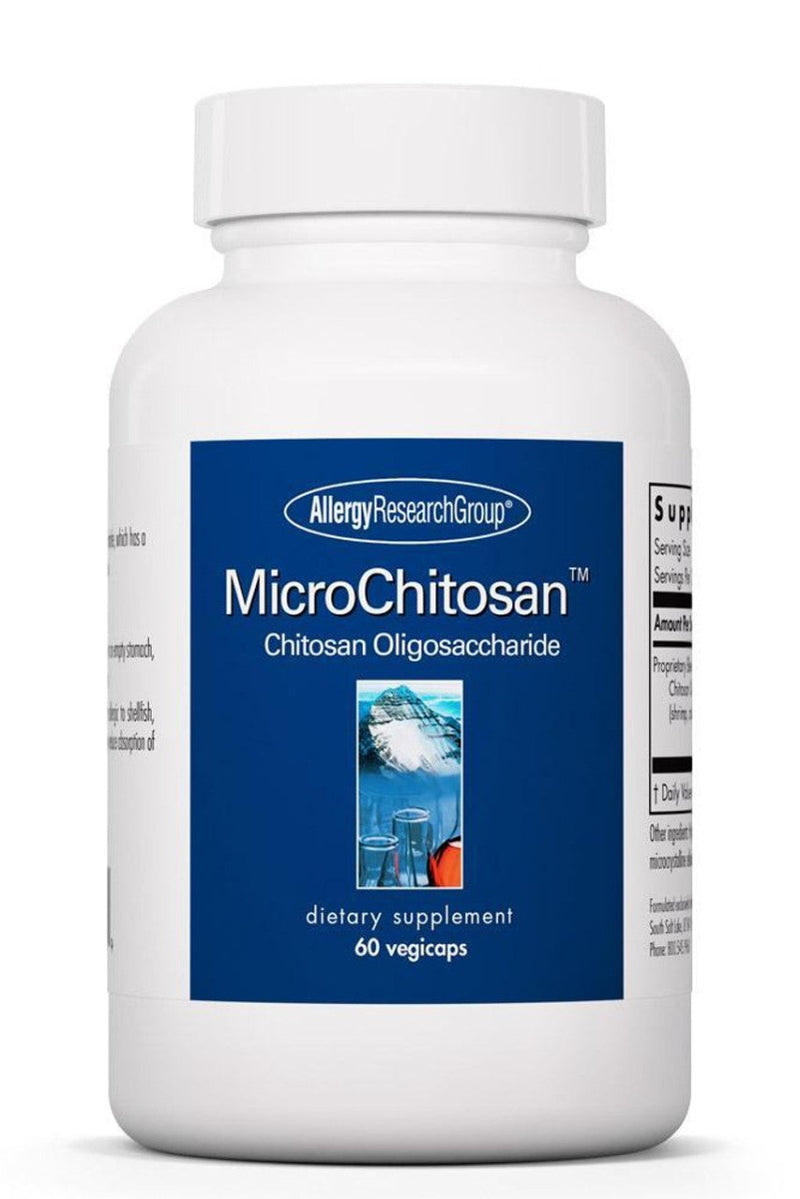 A supplement bottle with the name MicroChitosan 