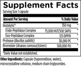 Text describing the ingredients: Glutalytic, Endo-Peptidase Complex, Exo-Peptidase Complex, Protease (bacillus subtilis), Bromelain (Ananas comosus) (stem).