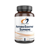 A Supplement container with the name ArthroSoothe Supreme by Designs for Health.