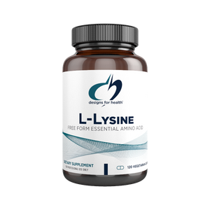 A supplement container of L-lysine by Designs for Health - USA
