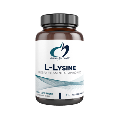 A supplement container of L-lysine by Designs for Health - USA