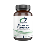 A supplement bottle with the name Tegricel Colostrum by Designs for Health