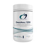 A supplement bottle with the label OmegAvail 1250 120 soft capsules 