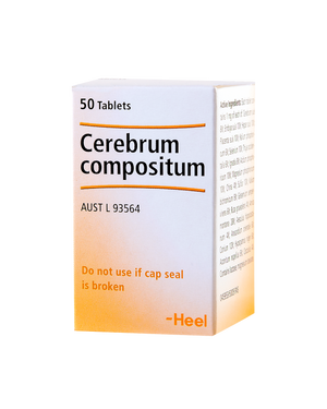 A supplement container of Cerebrum Compostium Tablets 50 by Heel