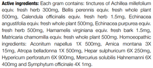 Supplement facts for Traumeel Cream listing ingredients including Arnica montana, Belladonna, Bellis Perennis, Calendula Extract, Comfrey (Symphytum Officinale)
