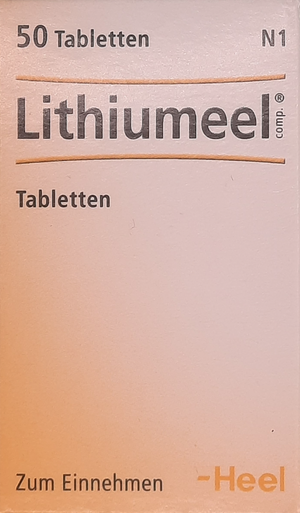 A supplement container of Lithiumeel Tablets 50 by Heel