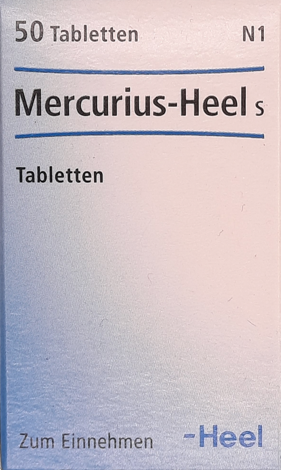 A supplement container of Mercurius Heels Tablets 50 by Heel