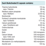 Supplement facts for BioActivated B
