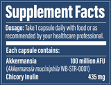 Supplement facts for Akkermansia
