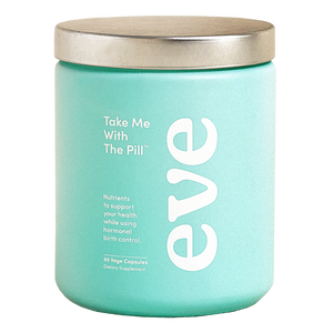A supplement container of Take Me With The Pill by Eve