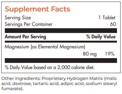 Text with ingredients including magnesium (as elemental magnesium) 80mg