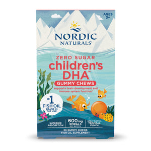A supplement container of Children's DHA Gummy Chews by Nordic Naturals