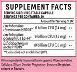 Supplement facts for V Good Probiotics listing ingredients including Bifidobacterium, Bifidobacterium animalis subsp. lactis HN019, Bifidobacterium lactis, Bifidobacterium lactis HN019, Lactobacillus acidophilus LA14