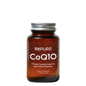 A supplement container of CoQ10 30c by Be Pure