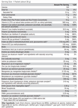 Supplement facts for FIT Food Lean Complete - Sugar & Stevia Free