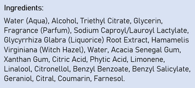 Supplement facts for Men's 24hr Roll-On Deodorant listing ingredients including Acacia, Cetyl Alcohol, Citric Acid, Coumarin, Glycine