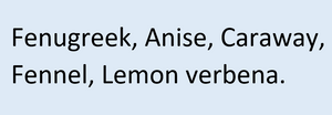 Supplement facts for Nursing Tea listing ingredients including Caraway Oil, Fennel, Fenugreek, Foeniculum vulgare, Lemon Extract