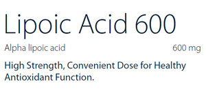 Text listing the ingredients including Lipoic Acid