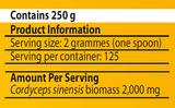 Supplement facts for Cordyceps-MRL ™ 250g