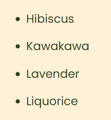 Supplement facts for Restore Premium Herbal Tea listing ingredients including Glycyrrhiza glabra, Hibiscus esculentus, Kawakawa Leaf Powder, Lavender Extract, Licorice