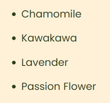 Supplement facts for Relax Premium Herbal Tea listing ingredients including Chamomile, Kawakawa Leaf Powder, Lavender Extract, Matricaria Recutita, Passionflower (Passiflora incarnata)