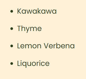 Supplement facts for Renew Premium Herbal Tea listing ingredients including Glycyrrhiza glabra, Kawakawa Leaf Powder, Lemon Extract, Licorice, Licorice Root (Glycyrrhiza Uralensis)