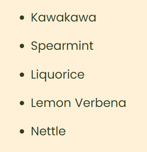 Supplement facts for Revive Premium Herbal Tea listing ingredients including Glycyrrhiza glabra, Kawakawa Leaf Powder, Lemon Extract, Licorice, Licorice Root (Glycyrrhiza Uralensis)