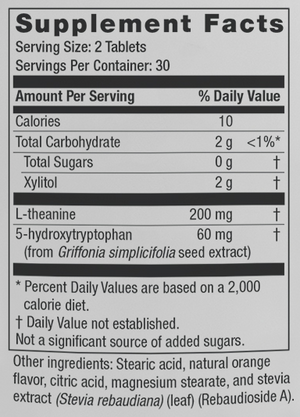 Supplement facts for SeroTrex listing ingredients including 5-HTP, Theanine (L-Theanine)