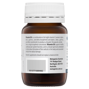 Supplement facts for Vitamin E8