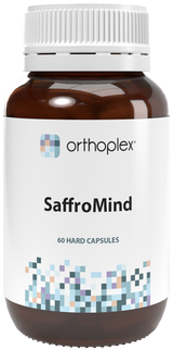 A supplement container of SaffroMind 60c (Previously NeuroCare 60c) by Orthoplex