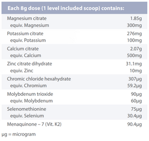 Supplement facts for AlkaMin Essentials