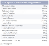 Supplement facts for AlkaMin Essentials