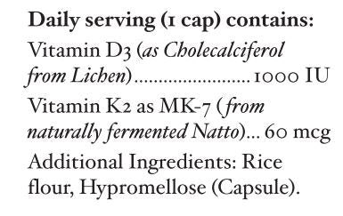 Supplement facts for Vit D Restore Capsules