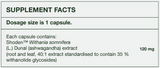 Supplement facts for Ashwagandha Bioactive