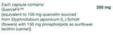 Supplement facts for Quercetin Bioactive