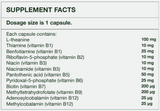Supplement facts for Activated B-Complex + Suntheanine Cellg8 Liposomal Delivery
