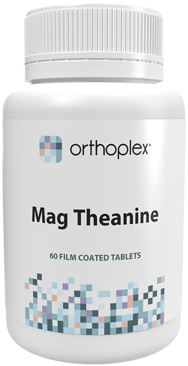 A supplement container of Mag Theanine by Orthoplex