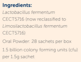 Supplement facts for Qiara Everyday listing ingredients including Lactobacillus fermentum