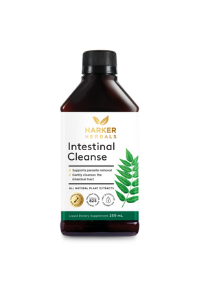 A supplement container of Intestinal Cleanse by Harker Herbals