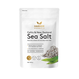 A supplement container of Celtic & New Zealand Sea Salt with Kelp 300g by Harker Herbals