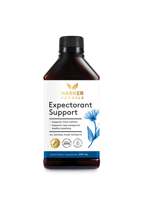 A supplement container of Expectorant Support by Harker Herbals