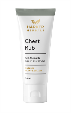 A supplement container of Chest Rub 30ml by Harker Herbals