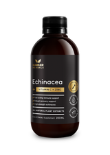 A supplement container of Echinacea Vitamin C + Zinc 200ml by Harker Herbals
