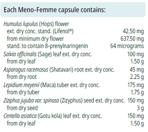 Supplement facts for Meno-Femme