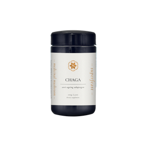 A supplement container of Chaga by SuperFeast