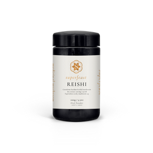 A supplement container of Reishi by SuperFeast