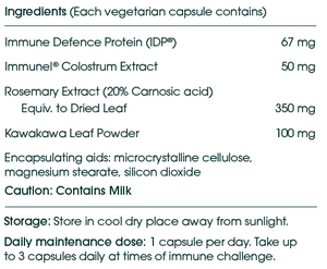 Supplement facts for Re:juvenate Pro 30 capsules listing ingredients including Colostrum, Rosemary (Rosmarinus officinalis) extract