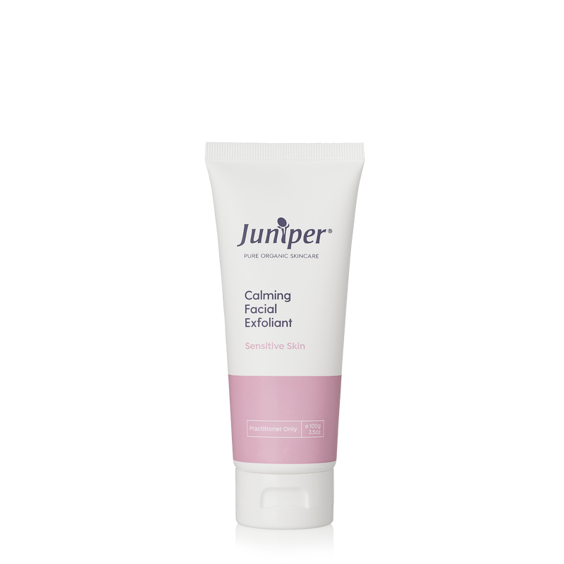 A supplement container of Calming Facial Exfoliant 100g by Juniper